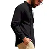 2026 Nueva Camiseta de Manga Larga Versátil Estilo Americano Transfronteriza para Hombre con Cordón Cuello Alto Pulóver Top Tendencia Venta al por Mayor