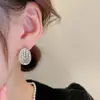 Pendientes coreanos de lujo, pendientes de botón de plata de moda para mujer, cierres de oreja elegantes, pendientes sencillos de oruga con diamantes completos
