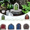 Porta de Elfo de Madeira para Jardim Decoração de Árvore Externa para Pátio Porta de Fada de Conto de Fadas Criativa Enfeites de Mesa para Casa