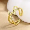 Diseño Casual X Anillo de Línea Cruzada Tendencia Hip-Hop para Mujer Anillo Liso Apertura Ajustable Anillo para Dedo Índice Accesorios Fábrica