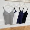 Oferta Especial Camisola de Cuello en V con Borde Fruncido y Copas Integradas para Mujer, Adecuada para Usar por Dentro y por Fuera, Alta Elasticidad, Cómoda, Suave, Amigable con la Piel, Versátil para Todas las Estaciones