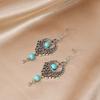 Aretes Turquesa Bohemios Palma Búho Bronce Tallado Geométrico Atrapasueños Pluma Borla