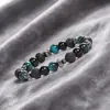 Pulseira de Contas Popular Transfronteiriça Europeia e Americana, Pedra Vulcânica, Pedra Natural Olho de Tigre Azul, Pulseira Ajustável Feita à Mão, Atacado em Estoque