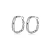 Pendientes de Aro Plateados de Moda con Pasador de Plata de Ley S925 de Alta Gama para Mujer, Forma Cuadrada, Aros Elegantes y Exagerados, Pendientes para Adelgazar el Rostro Cuadrado y Redondo