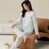 Algodón Puro2026 Nuevos Pijamas de Manga Larga para Mujer Temporada de Primavera/Otoño Pullover Lindo Dibujo Animado Gatito Ropa de Casa Se Puede Usar al Aire Libre
