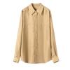 Camisa de Seda Nueva para Primavera y Otoño 2025 para Mujer Lavada a la Arena para Fondo Camisa de Seda de Morera Estilo Coreano Color Sólido Chaqueta Holgada