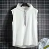 Chalecos Sin Mangas Transfronterizos Camisetas Casuales para Hombre Sudaderas con Capucha de Color Sólido Camisetas con Cordones Sudaderas Hip-Hop para Hombre