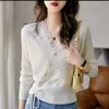 Suéter de Tricô com Design de Leque de Outono, Cordão, Gola V Franzida, Manga Longa para Mulheres Elzy55467