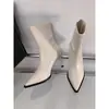Botines de tacón alto para mujer, nueva colección otoño/invierno 2025, estilo coreano, botines versátiles de punta fina, botas ajustadas, botines marrones de estilo retro francés