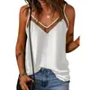 Estación independiente transfronteriza 2024 Amazon verano ropa de mujer nueva europea y americana sexy color liso cuello en V espalda descubierta top sin mangas