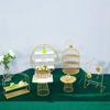 Decoración de mesa de postres de cumpleaños al por mayor estante de exhibición para bodas mesa de frutas europea bandeja dorada para pasteles inventario