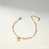 Pulseira de aço inoxidável em formato de coração da moda estilo coreano, pulseira de corrente simples com múltiplos acessórios em formato de coração, corrente NK de aço inoxidável