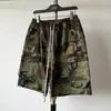 Shorts Cargo Camuflajeados Casuales Lavados Vintage de Cordón Estilo Ro de Calle Europea y Americana con Bolsillos Múltiples y Bolsillo Tipo Acordeón