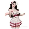Atuendo de Nochevieja y Navidad Sexy de Lunares con Tirantes Vestido Navideño Estilo Largo Diadema de Orejas de Conejo Artículo Popular de Celebridad de Internet Deseo Puro
