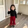 Novo suéter de tricô para meninas para outono e inverno, estilo coreano camada interna para bebê, camisa elástica com forro de fleece, suéter infantil espessado
