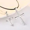 Collar con colgante de plata esterlina S925 para pareja, estilo coreano, moda simple para estudiantes masculinos y femeninos, estilo japonés y coreano, colgante de cruz