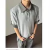 Top de Gola Camisa Patchwork Estilo Miu de Alta Qualidade para Homens e Mulheres, Verão Soltinho, Falso Duas Peças Casal Casual Manga Três Quartos