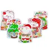 Snacks de Galletas Temáticos de Navidad Bolsa de Regalo para Niños Oso de Peluche con Forma de Papá Noel de Dibujos Animados Casual Bolsa Auto-Soportante con Cremallera