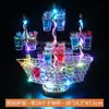 Estante de vino con barra luminosa, estante para copas, soporte para copas de licores, soporte para copas de servicio individual, estante creativo para cócteles luminosos
