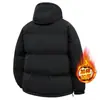 Chaqueta de algodón con capucha de color liso estilo americano de moda para hombre, nueva colección de invierno 2026, abrigo acolchado casual, engrosado y cálido, prenda exterior extragrande