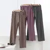 Pantalones de Casa Forrados de Polar para Mujer, Otoño e Invierno Delgados de Polar Cálidos a Cuadros Largos, Pantalones Casuales Sueltos con Bolsillos Laterales, Pantalones de Pierna Recta para Uso al Aire Libre