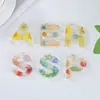 Chaveiro de Cola Transparente Flor Gota Pingente de Letra do Alfabeto Inglês Acessórios de Pingente de Bolsa de Sentido Avançado Enfeites Pendentes DIY