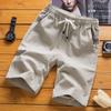 2023 Novo algodão e linho shorts masculinos verão casual linho calças moda respirável praia calças masculinas