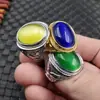 Anel Dragão de Jade Gelo de Jade Pedra Olho de Gato azul safira grande exibição grande imagem anel anel grande joia anel atacado