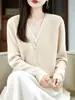 Top afinação camada interna 10 para outono e inverno, suéter de lã elegante slim-fit, peça dupla falsa de lã para o trabalho com decote V