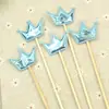 Qing Cang Redes Sociales Tarjeta de Enchufe para Pastel de Cumpleaños Enchufe PU Reflectante Mate Amor Estrella de Cinco Puntas Enchufe para Mesa de Postres