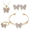 Conjunto de joias europeu e americano moda borboleta amor joias colar brincos anel pulseira conjunto de quatro peças em estoque