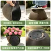 Maceta de resina con textura de madera sintética para exteriores para uso doméstico, maceta grande para planta de hoja de ficus, engrosada, resistente al sol, transpirable, viene con bandeja