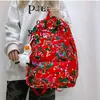 Mochila com Estampa Floral Nordestina, Mochila Escolar com Zíper Estilo Étnico, Mochila para Estudante Universitária Feminina, Estilo Tendência Nacional, Casual de Primavera