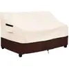 Funda para Banco Doble de Exterior Impermeable y a Prueba de Polvo Tela Oxford 210D Blanco Crudo con Marrón Cubierta para Banco Doble de Patio y Ocio