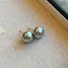 Pendientes de Perla de Pan de Color Gris Aurora de Gama Alta Personalidad Elegante Lujo Ligero Temperamento Retro Estilo Minimalista de Gama Alta