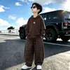Conjunto de Otoño para Niños 2026 Estilo Nuevo para Niños Mayores, Ropa de Otoño para Niños Primavera y Otoño, Conjunto de Cuadros Falso Dos Piezas para Niños