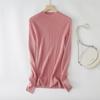 Suéter básico de punto completo para mujer, otoño, multicolor, de una pieza, cuello semi-alto, corte ajustado, lavable a máquina