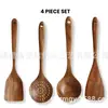 Juego de Utensilios de Cocina de Madera de Acacia, Espátula de Madera Maciza con Mango Largo, Cuchara para Sopa, Colador, Espátula para Cocinar, Herramientas de Cocina para el Hogar