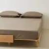 Sábana de Algodón Cepillado de Alto Hilo 100S para Cama Doble Sábana Ajustable Cubrecama de Color Sólido Simple Ropa de Cama Gruesa para Otoño e Invierno Pieza Única