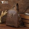 Mochilas e bolsas de peito masculinas e femininas de couro Crazy Horse multifuncionais personalizadas pelo fabricante, estilo britânico retrô de dupla finalidade, com um ombro e transversal