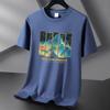 Camiseta de manga corta de algodón Xinjiang de 220 g, moderna e informal, de algodón puro, para hombre y mujer, de verano, con cuello redondo y media manga para estudiantes.
