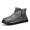 Botas de combate altas estilo retro, a la moda, para hombre, con diseño de inspiración británica, parte superior de piel, cremallera lateral, suela gruesa y construcción antideslizante, perfectas como botas de trabajo