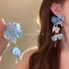 Pendientes de Borlas de Flores Azules de Verano Super Hada, Impresionantes, Exagerados, Únicos y Hermosos Pendientes Estilo Resort Costero Venta al por Mayor