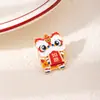 Broche de Leão Atrai-Fortuna Estilo Chinês, Tendência Nacional Animal Auspicioso e Festivo Insígnia de Dança do Leão Acessório de Vestuário