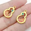 Colgante pequeño de calabaza de la fortuna esmaltada en oro tradicional estilo chino para la riqueza y la prosperidad, accesorios de joyería para pendientes y collares DIY