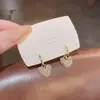 Brincos de Coração com Diamantes Completos de Ouro Brilhante 24K Estilo Igual da Loja de Ouro Jinyan para Mulheres Design de Nicho de Verão Brincos de Alta Qualidade