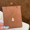 Pó Solto Banhado a Ouro 24K com Forte Retenção de Cor Gold Ten Miles Red Maquiagem Pingente Colar Fu Lu Gourd Rosa Presente para Namorada