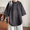 Camiseta de Ante de Manga Corta para Hombre Verano Nuevo Estilo Americano Retro Ins Marca de Moda Adolescente Camiseta Pesada de Media Manga