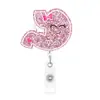 Porta-credencial Personalizado DIY Transfronterizo con Clip Retráctil, Insignia Rosa Femenina Creativa y Divertida con Hebilla Retráctil