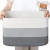 Cesta Cuadrada Grande Tejida con Hilo de Algodón para Llevar en la Mano, Cesta de Almacenamiento de Juguetes de Gran Capacidad para Sala de Estar, Cesta de Almacenamiento para Dormitorio